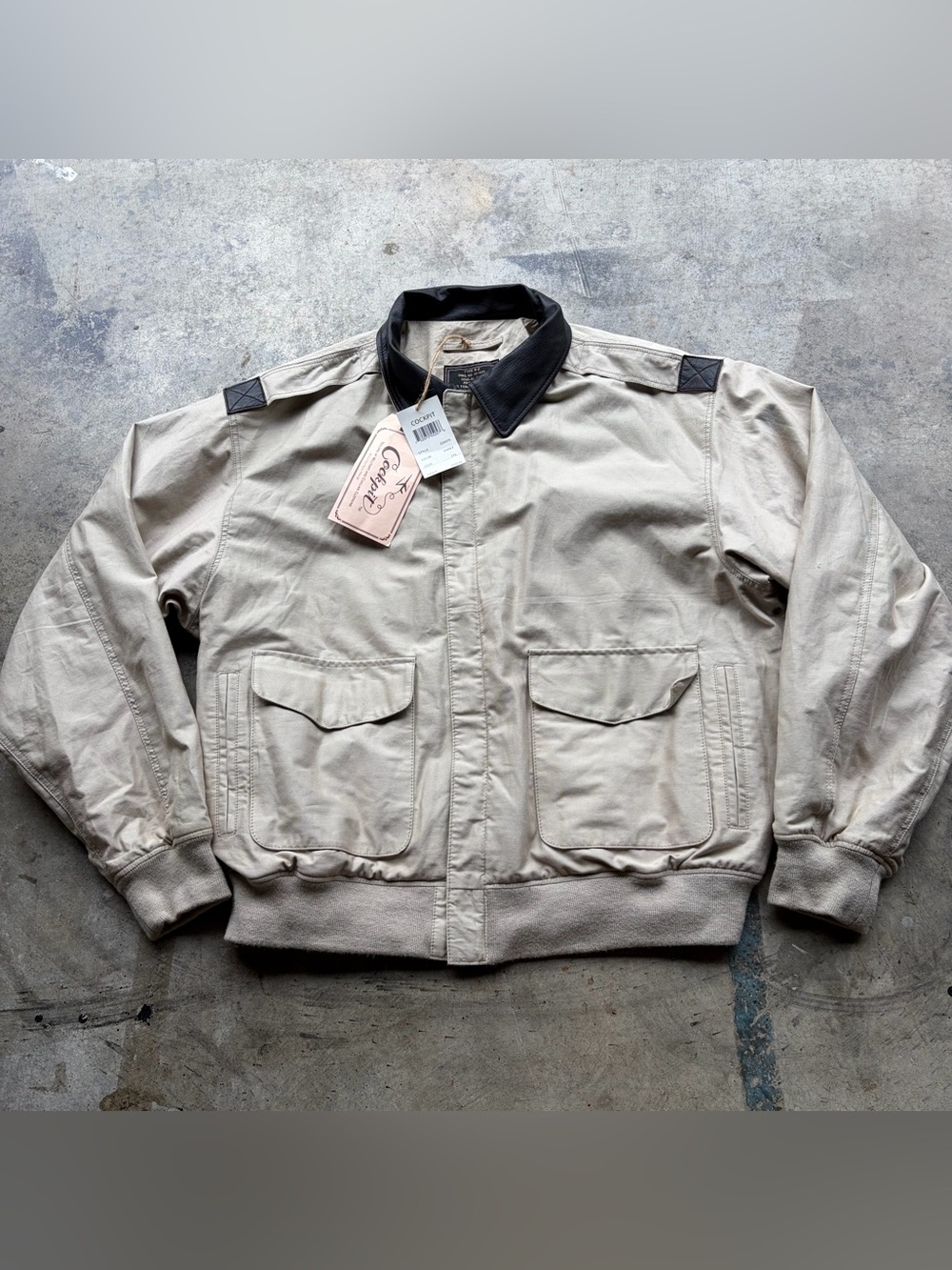 Cockpit USA A2 Cotton Twill Leather Trim Aviator Flight Jacket New
